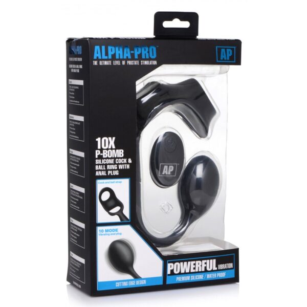 XR Alpha Pro 10X P Bomb Cock and Ball Ring With Anal Plug - XToys UK