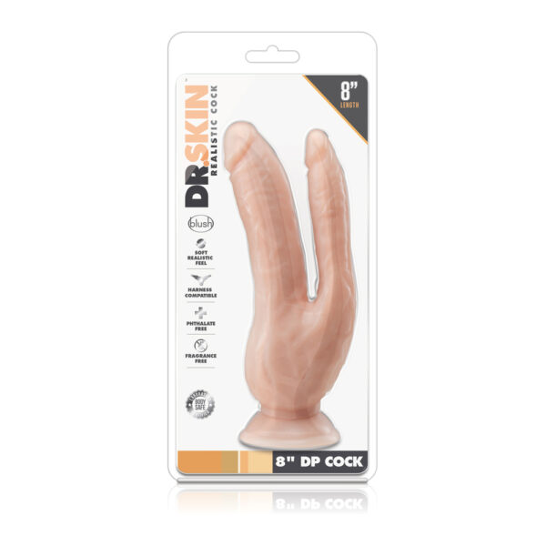 Dr. Skin Dual 8 Inch Dual Penetrating Dildo With Suction Cup - XToys UK