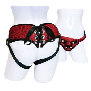 SportSheets Red Lace With Satin Corsette Strap On - XToys UK