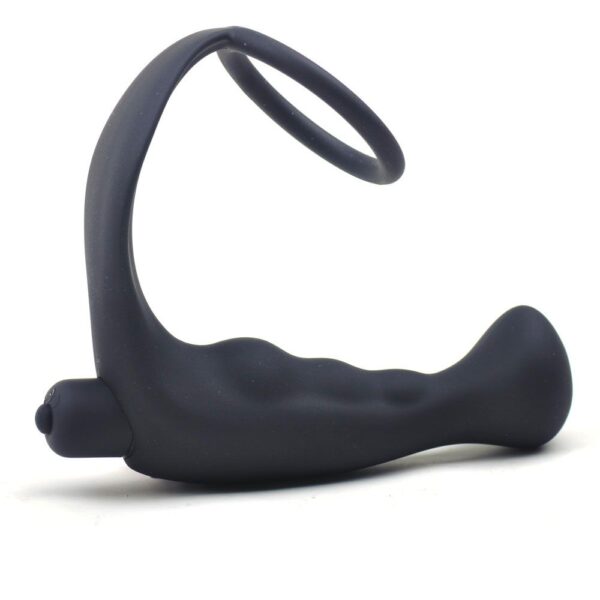 Black Silicone Anal Plug Vibrator with Cock Ring - XToys UK