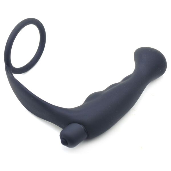 Black Silicone Anal Plug Vibrator with Cock Ring - XToys UK