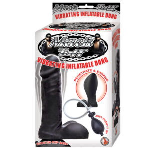 Mack Tuff Vibrating Inflatable Silicone Dong Black 7.5 Inch - XToys UK