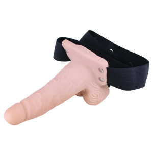 Erection Assistant Hollow Vibrating StrapOn 6 inch Flesh Pink - XToys UK