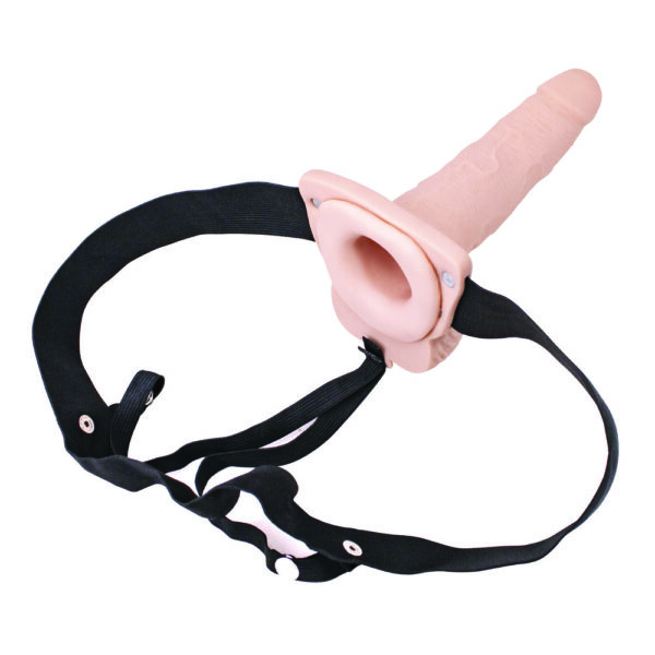 Erection Assistant Hollow Vibrating StrapOn 6 inch Flesh Pink - XToys UK