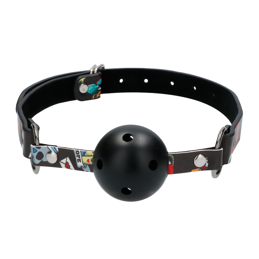 Ouch Breathable Ball Gag With Printed Leather Straps - XToys UK