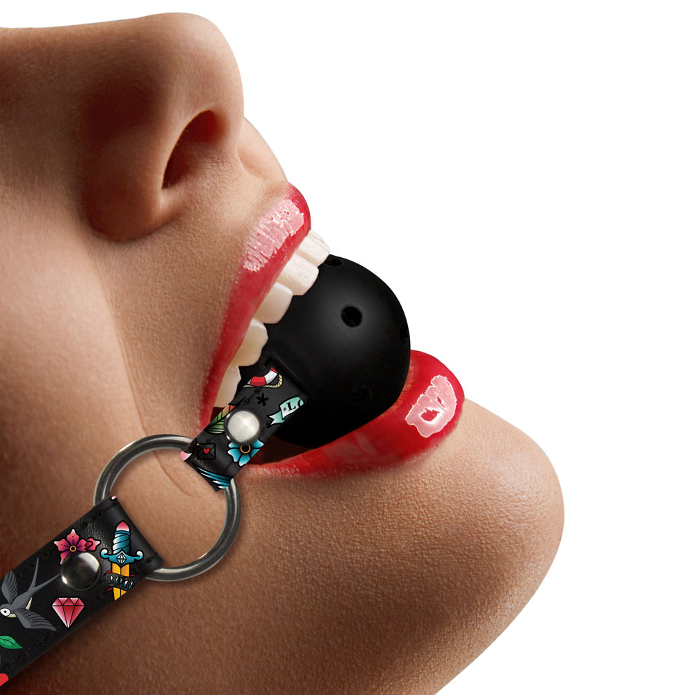 Ouch Breathable Ball Gag With Printed Leather Straps - XToys UK