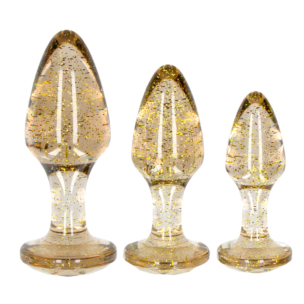 Ouch Golden Glitter Acrylic Butt Plug Set - XToys UK