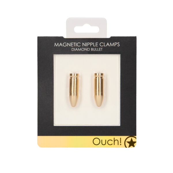 Ouch Magnetic Nipple Clamps Diamond Bullet Gold - XToys UK