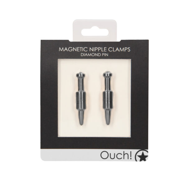 Ouch Magnetic Nipple Clamps Diamond Pin Grey - XToys UK