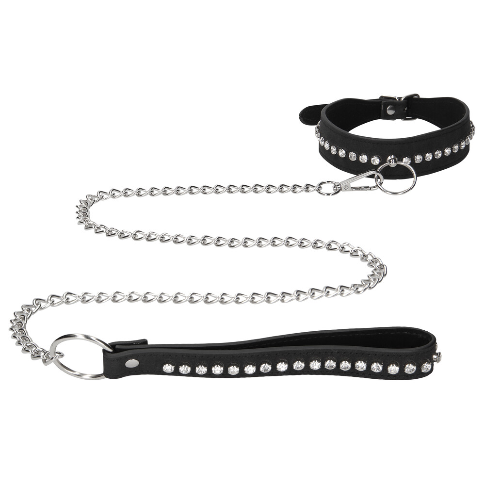 Ouch Diamond Studded Collar With Leash - XToys UK