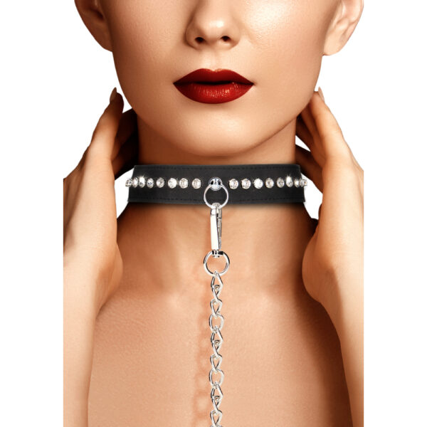 Ouch Diamond Studded Collar With Leash - XToys UK