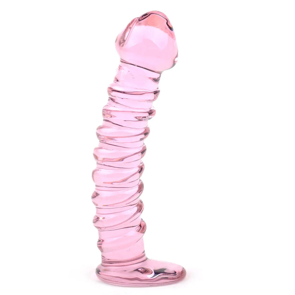 Textured Pink Glass Dildo - XToys UK