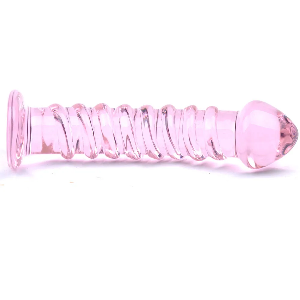 Textured Pink Glass Dildo - XToys UK