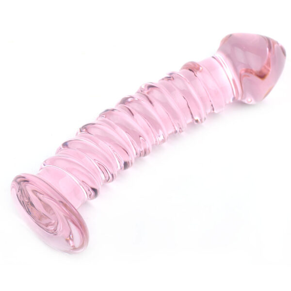 Textured Pink Glass Dildo - XToys UK