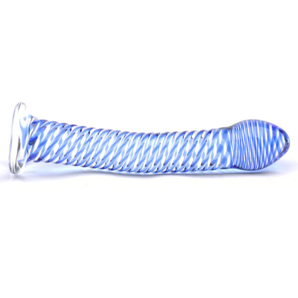 Glass Dildo With Blue Spiral Design - XToys UK