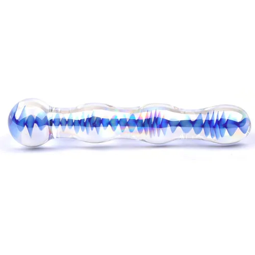 Blue Wavy Glass Dildo - XToys UK