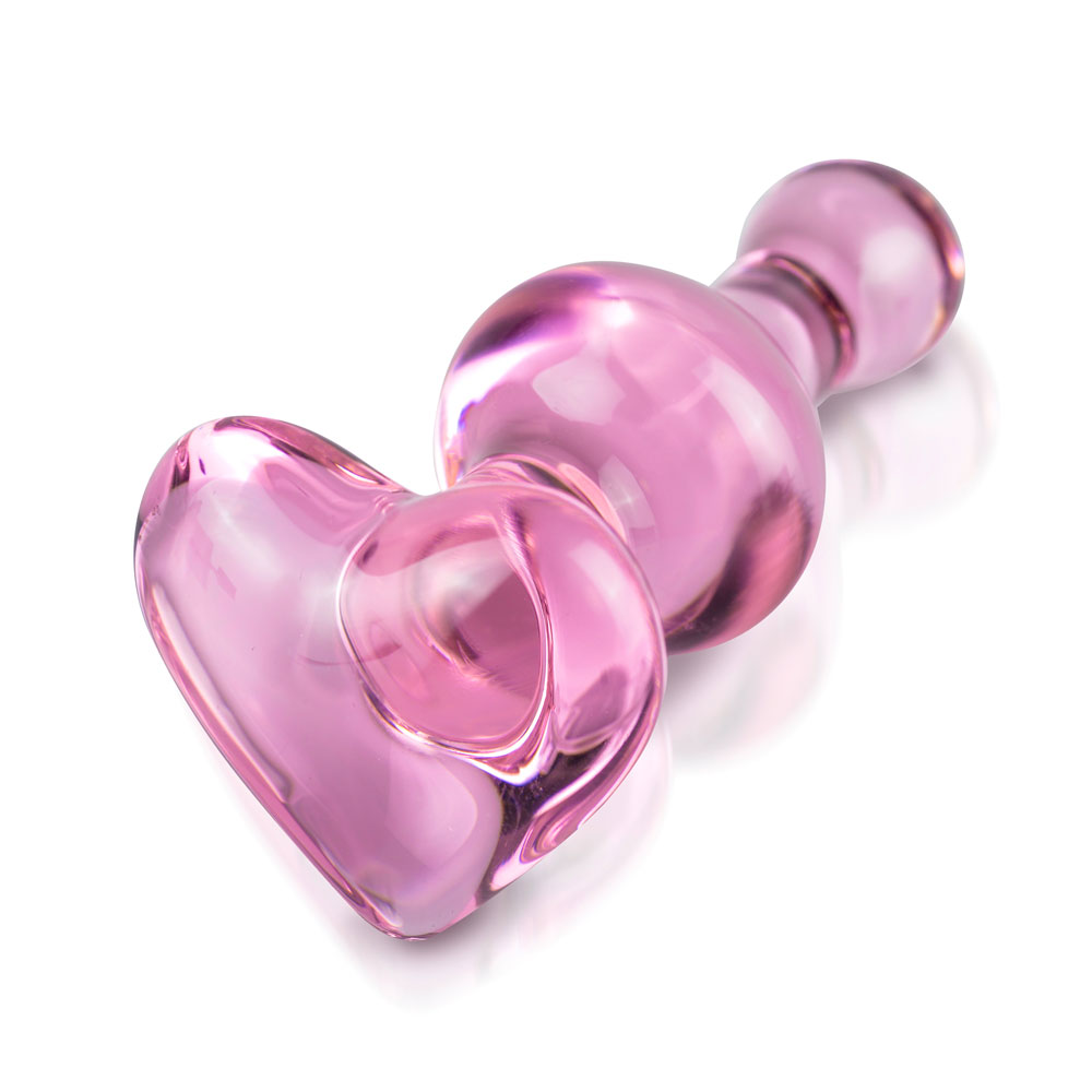 Icicles No.75 Pink Heart Glass Butt Plug - XToys UK