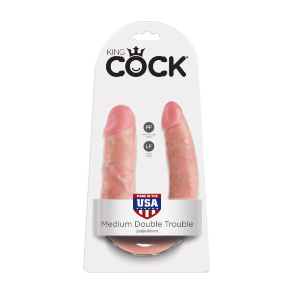 King Cock Medium Double Trouble Flesh Dildo - XToys UK