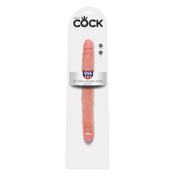 King Cock 12 Inch Slim Double Dildo Flesh - XToys UK