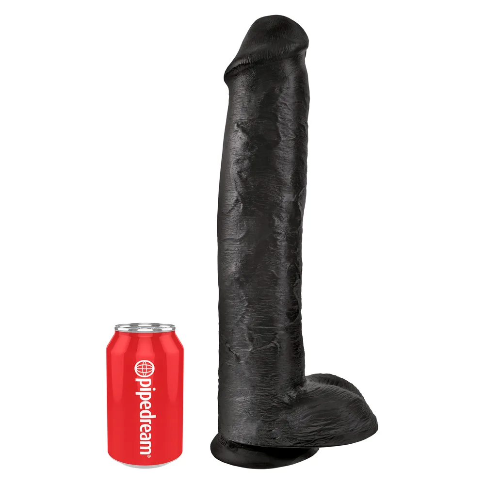 King Cock 15 Inch Cock with Balls Black - XToys UK