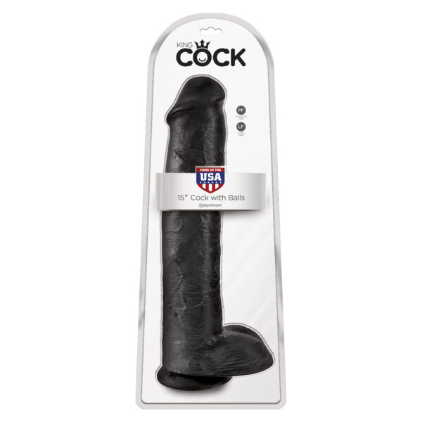 King Cock 15 Inch Cock with Balls Black - XToys UK