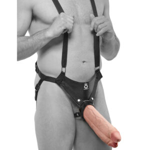 King Cock 11 Inch Flesh Two Cocks One Hole Hollow StrapOn - XToys UK