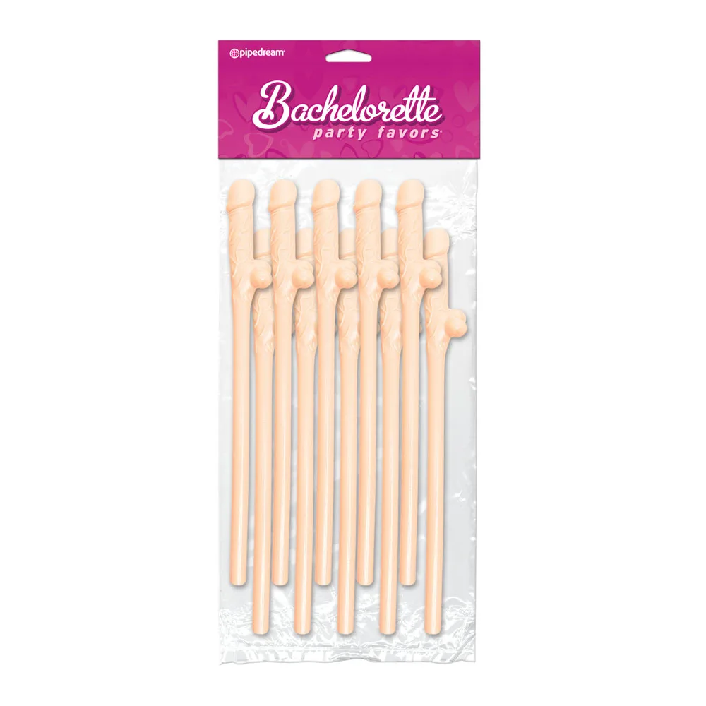 Bachelorette Party Favors 10 Pecker Straws Flesh - XToys UK