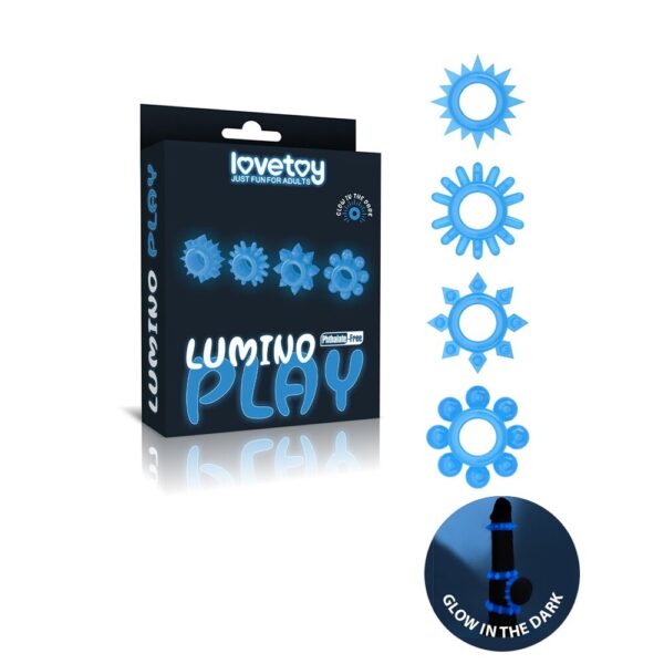 Lovetoy Glow In The Dark Lumino Play Cock Rings X4 - XToys UK