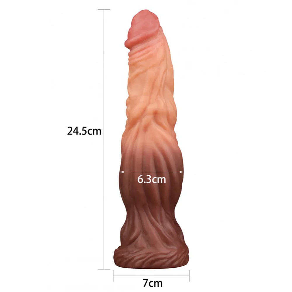 Lovetoy 9.5 Inch Dual Layered Silicone Cock Flesh Brown - XToys UK