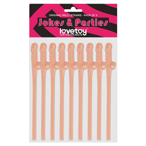 Lovetoy Pack Of 9 Willy Straws Flesh Pink - XToys UK