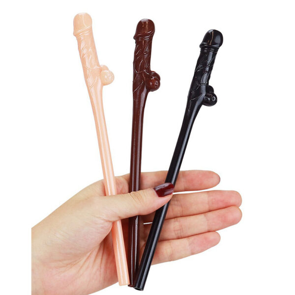 Lovetoy Pack Of 9 Willy Straws Black Brown And Pink - XToys UK