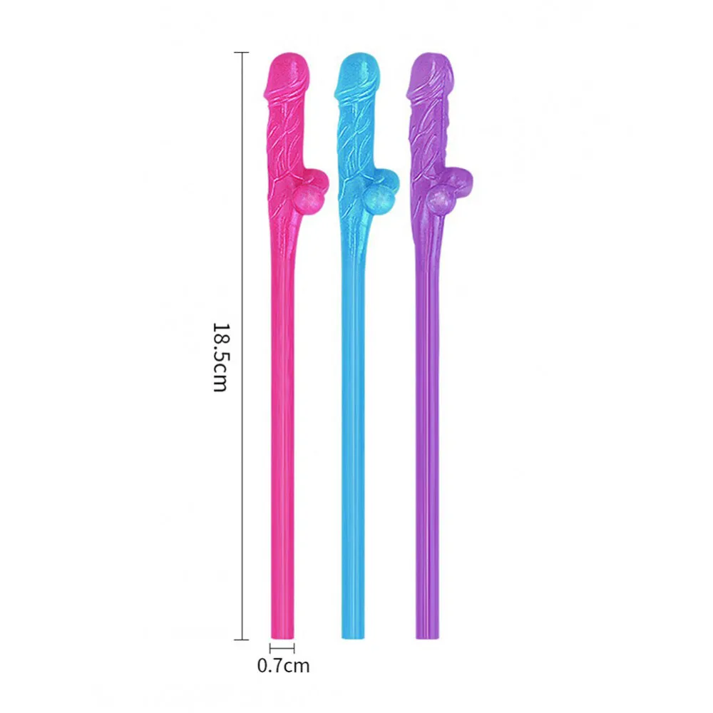 Lovetoy Pack Of 9 Willy Straws Blue Pink And Purple - XToys UK