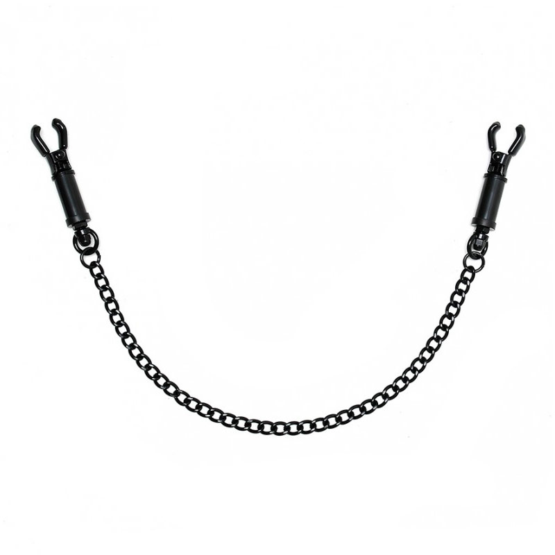 Black Metal Adjustable Nipple Clamps With Chain - XToys UK