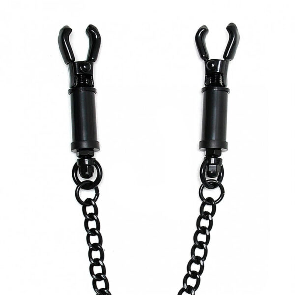 Black Metal Adjustable Nipple Clamps With Chain - XToys UK