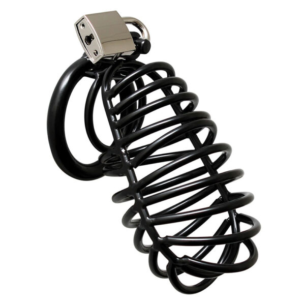 Black Metal Male Chastity Device With Padlock - XToys UK