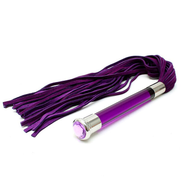 Purple Suede Flogger With Glass Handle And Crystal - XToys UK