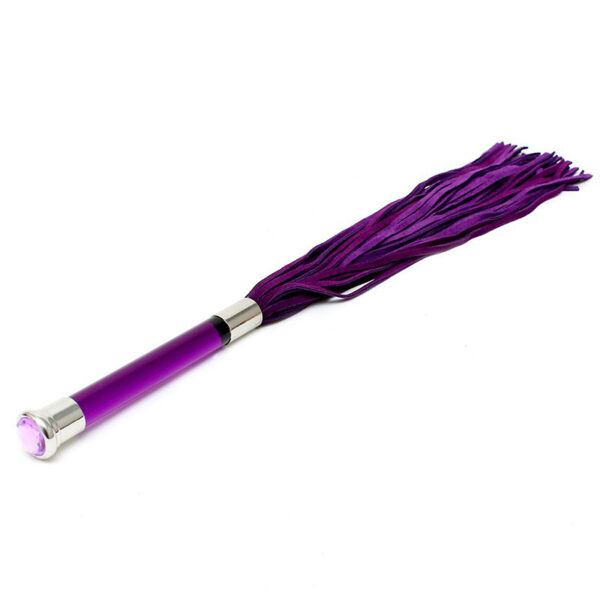 Purple Suede Flogger With Glass Handle And Crystal - XToys UK