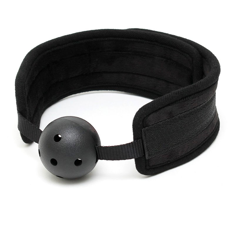 Black Padded Mouth Gag With Breathable Ball - XToys UK