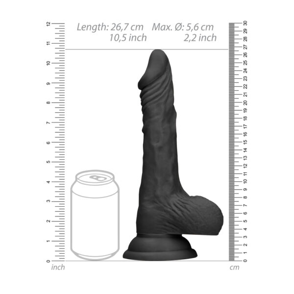 RealRock 10 Inch Dong With Testicles Black - XToys UK