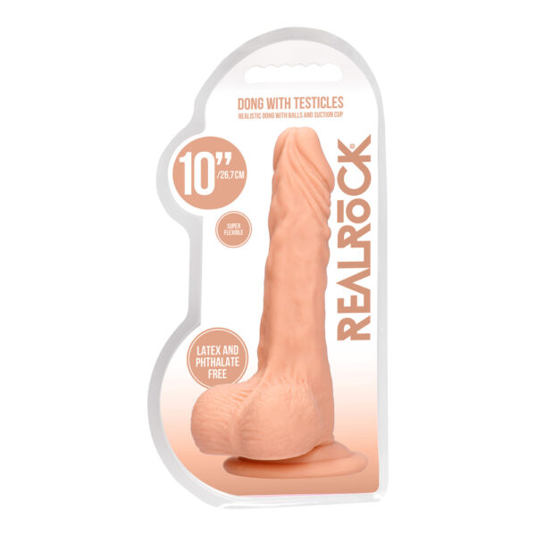 RealRock 10 Inch Dong With Testicles Flesh - XToys UK