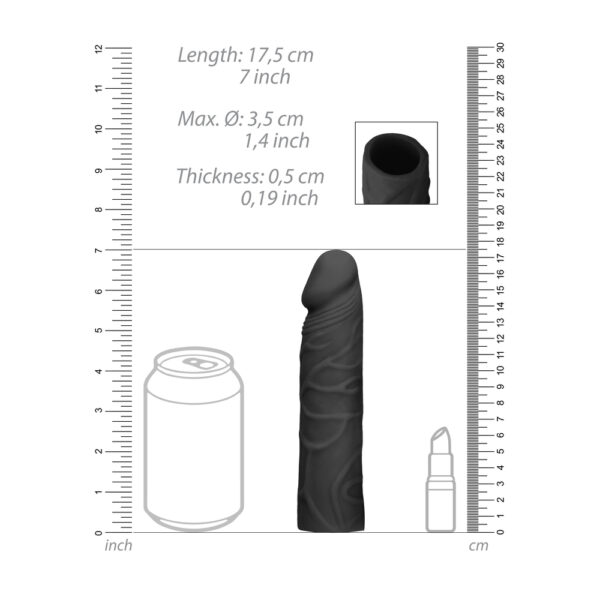 RealRock 7 Inch Penis Sleeve Black - XToys UK