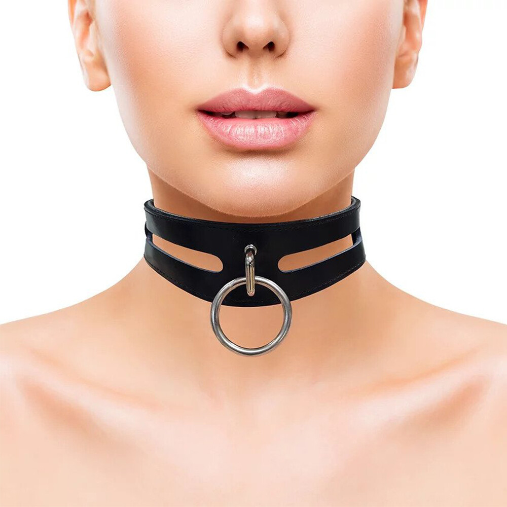 Rouge Garments Leather Fashion Bondage Collar Black - XToys UK