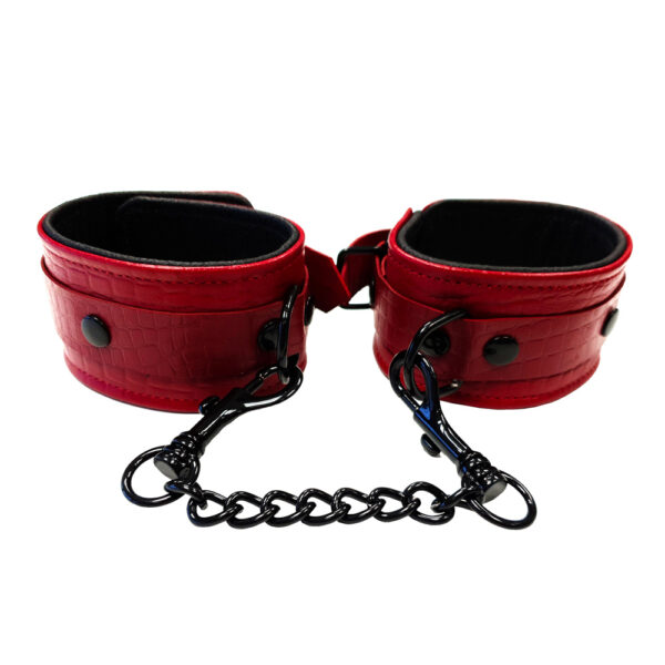 Rouge Garments Leather Croc Print Ankle Cuffs - XToys UK