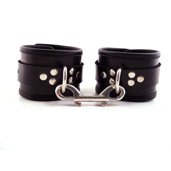 Rouge Garments Black Leather Ankle Cuffs With Piping - XToys UK