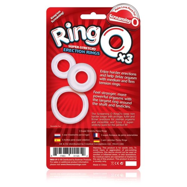 Screaming O RingO x3 Clear Cock Rings - XToys UK