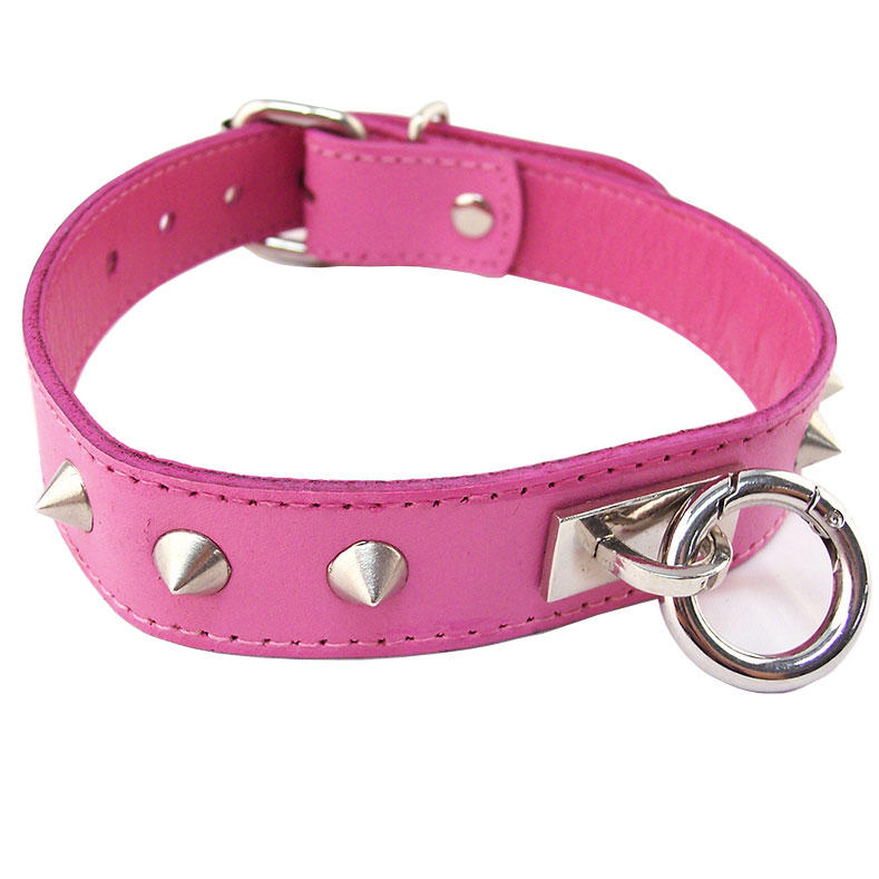 Rouge Garments Pink Studded ORing Studded Collar - XToys UK