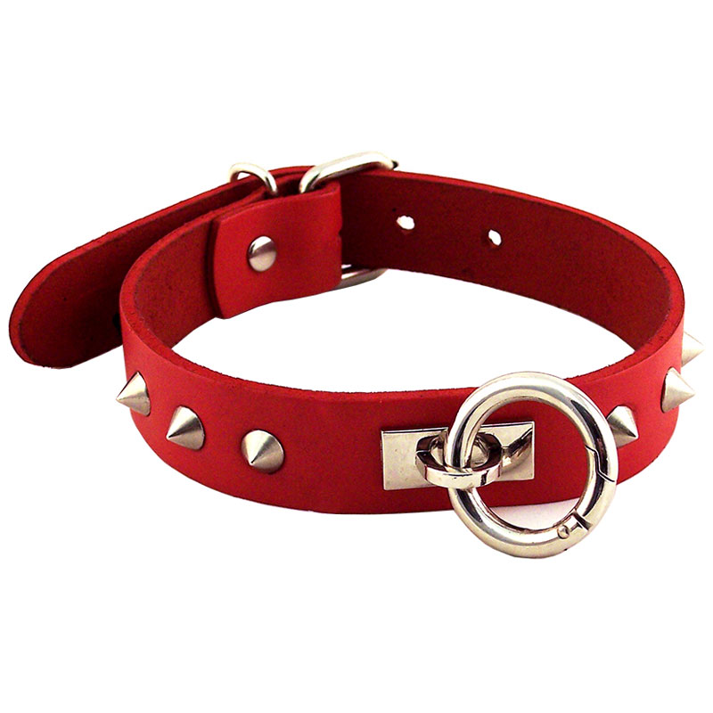 Rouge Garments Red Studded ORing Studded Collar - XToys UK