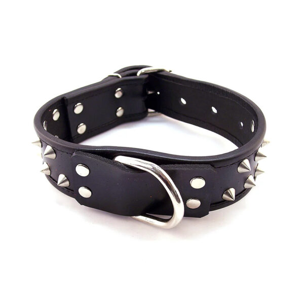 Rouge Garments Black Leather Studded Collar - XToys UK