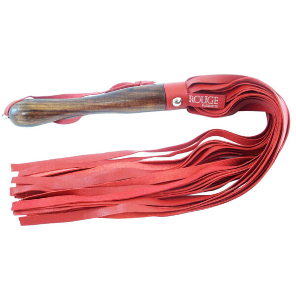 Rouge Garments Wooden Handled Red Leather Flogger - XToys UK