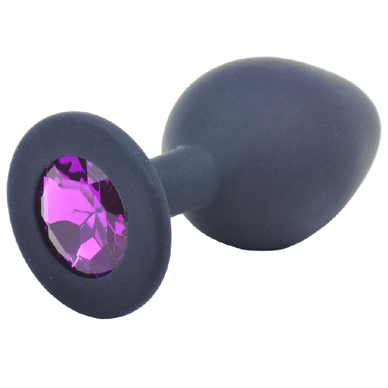 Medium Black Jewelled Silicone Butt Plug - XToys UK